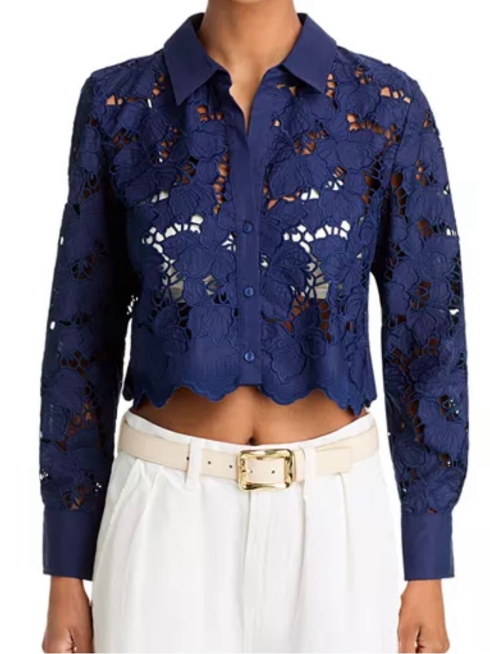 L'AGENCE SEYCHELLE CROPPED BUTTONDOWN SHIRT********SIZE: XL